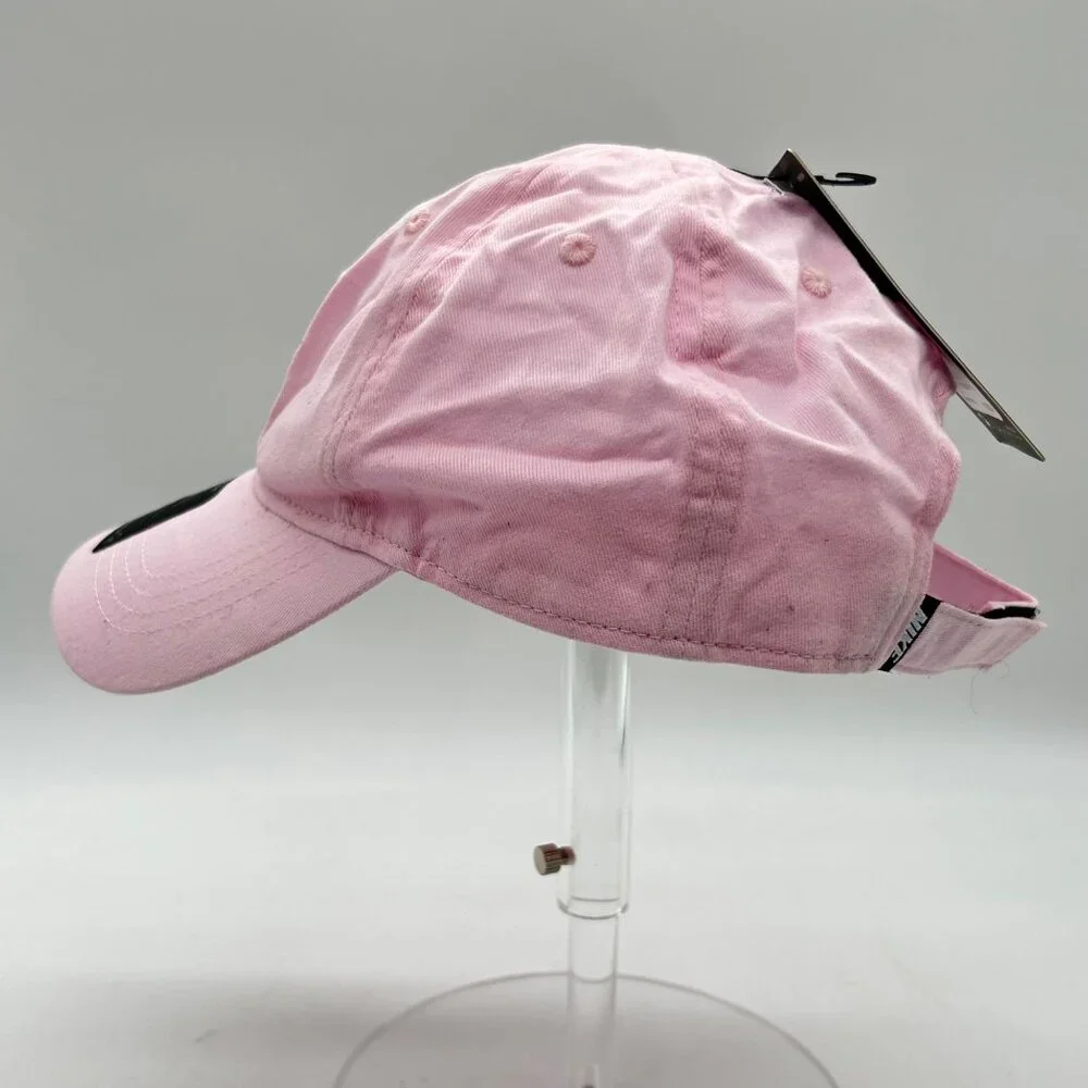 Nike Pink Foam Childrens Youth Adjustable Baseball Cap‎  Silver Swoosh Logo NEW